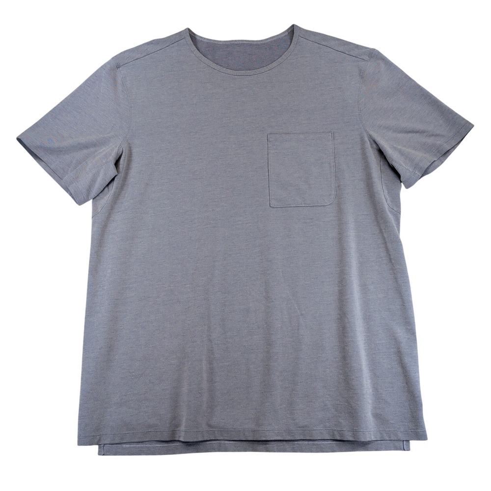 Lululemon Mens Short Sleeve Pocket T-Shirt Heathered Blue Gray Size XL Regular